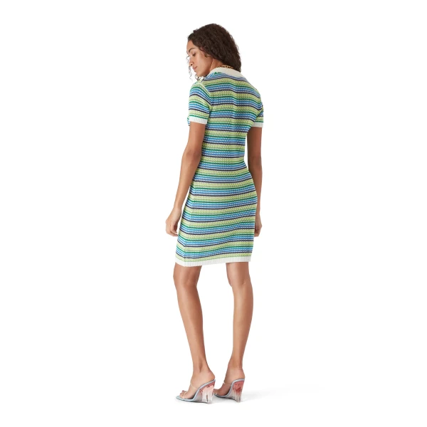 Casablanca Green Stripe Short Sleeve Midi Dress | Midi Dresses | Luxury Shoes 