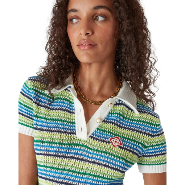 Casablanca Green Stripe Short Sleeve Midi Dress | Midi Dresses | Luxury Shoes 