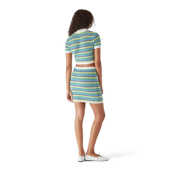 Casablanca Green Stripe Short Sleeve Polo Shirt | Polo Shirt | Luxury Shoes 