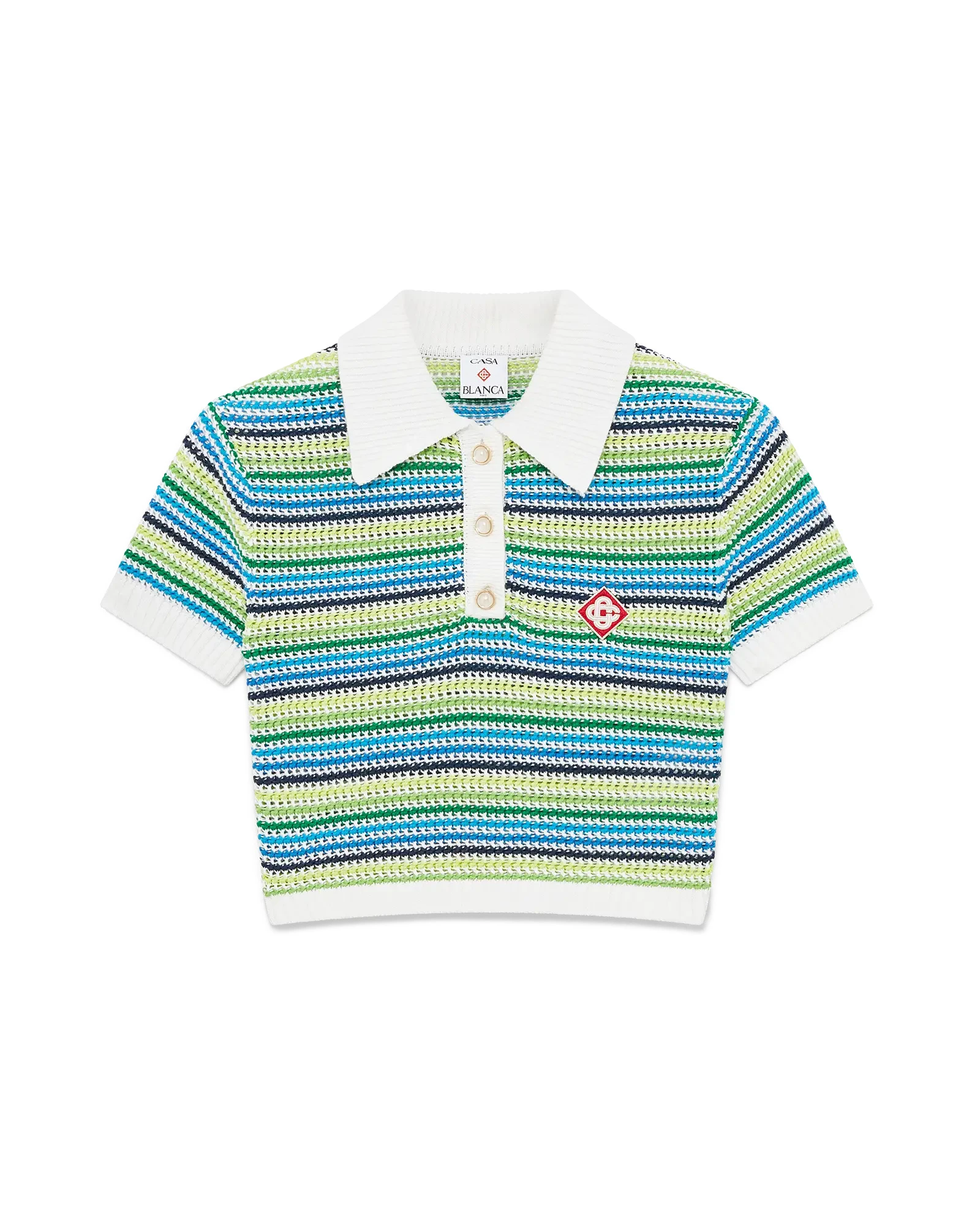 Casablanca Green Stripe Short Sleeve Polo Shirt Casablanca Green Stripe Short Sleeve Polo Shirt | Polo Shirt | Luxury Shoes