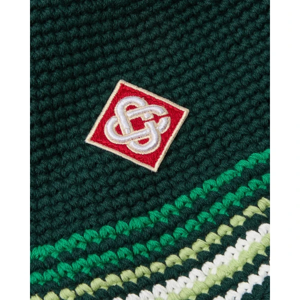 Casablanca Green Striped Crochet Hat | Hats | Luxury Shoes 