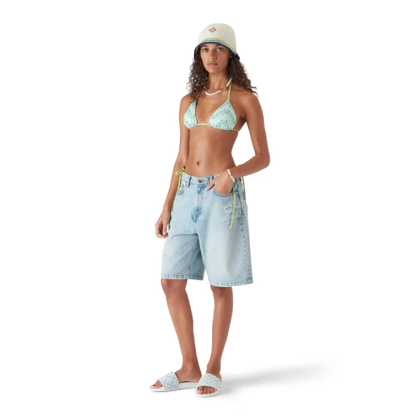 Casablanca Green Wavy Monogram Bikini Top | Bikini | Luxury Shoes 