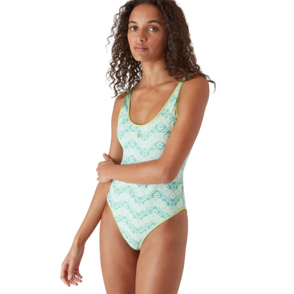 Casablanca Green Wavy Monogram Swimsuit | Swimsuits | Luxury Shoes 