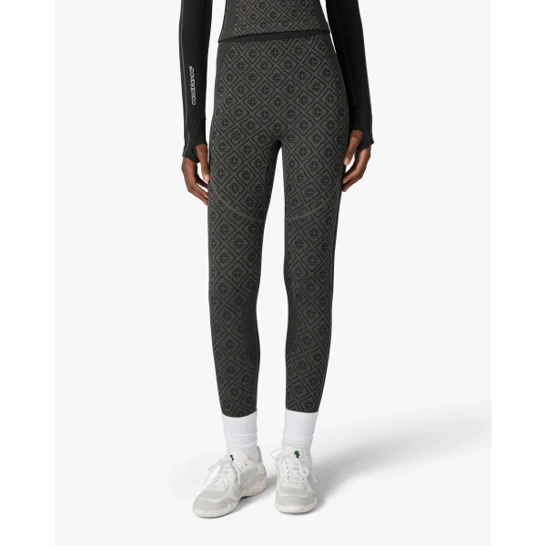 Casablanca Grey Seamless Monogram Leggings | Leggings | Luxury Shoes 