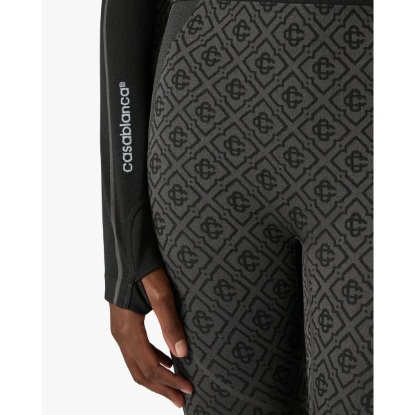 Casablanca Grey Seamless Monogram Long Sleeve Top | Long Sleeve | Luxury Shoes 