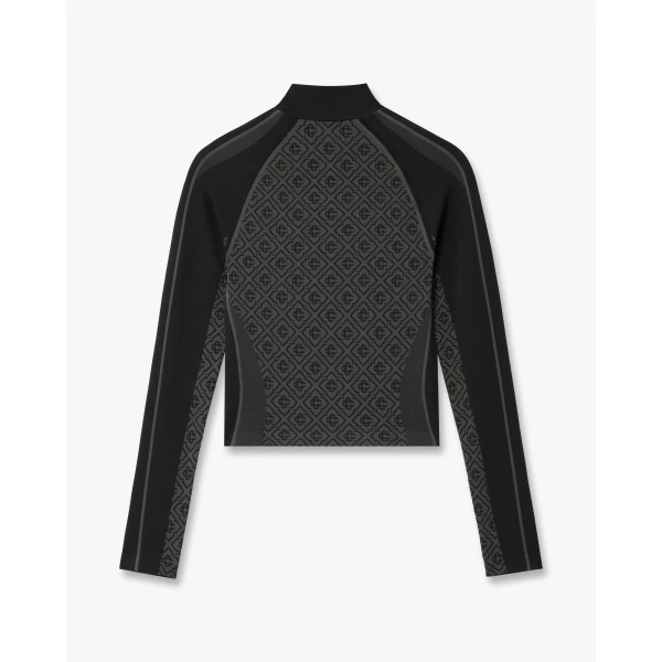 Casablanca Grey Seamless Monogram Long Sleeve Top | Long Sleeve | Luxury Shoes 