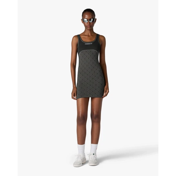 Casablanca Grey Seamless Monogram Mini Dress | Mini Dresses | Luxury Shoes 