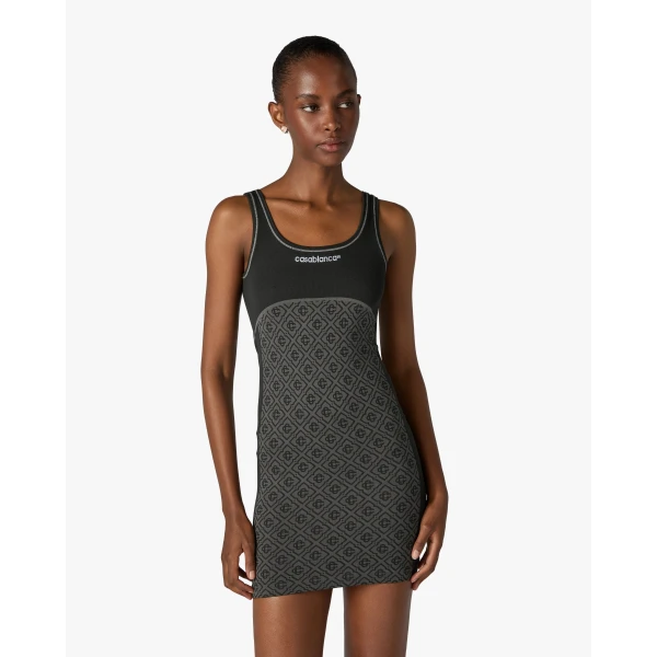 Casablanca Grey Seamless Monogram Mini Dress | Mini Dresses | Luxury Shoes 