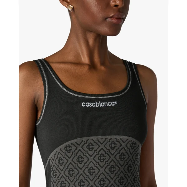Casablanca Grey Seamless Monogram Mini Dress | Mini Dresses | Luxury Shoes 