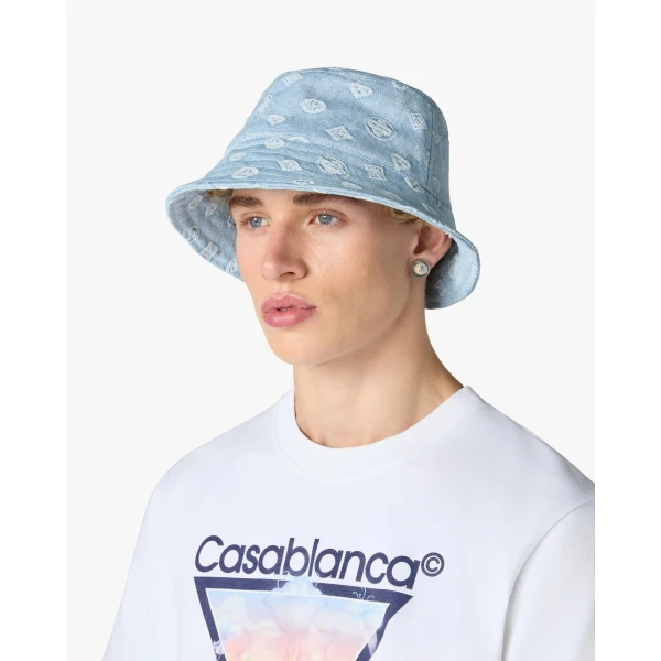 Casablanca Light Blue Denim Bucket Hat | Hats | Luxury Shoes 