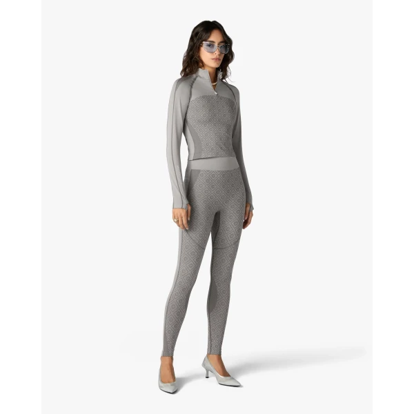 Casablanca Light Grey Seamless Monogram Leggings | Leggings | Luxury Shoes 