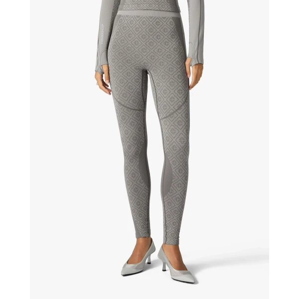 Casablanca Light Grey Seamless Monogram Leggings | Leggings | Luxury Shoes 