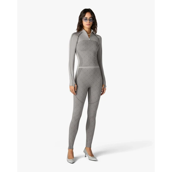 Casablanca Light Grey Seamless Monogram Long Sleeve Top | Long Sleeve | Luxury Shoes 