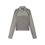 Casablanca Light Grey Seamless Monogram Long Sleeve Top | Long Sleeve | Luxury Shoes 