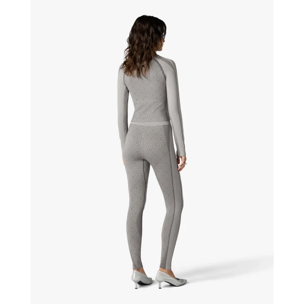 Casablanca Light Grey Seamless Monogram Long Sleeve Top | Long Sleeve | Luxury Shoes 