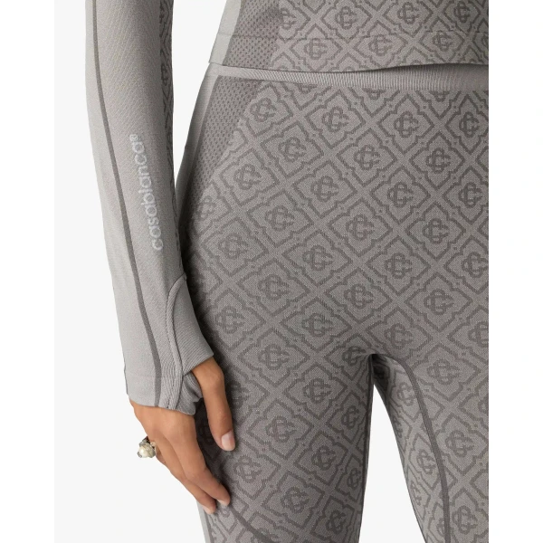 Casablanca Light Grey Seamless Monogram Long Sleeve Top | Long Sleeve | Luxury Shoes 