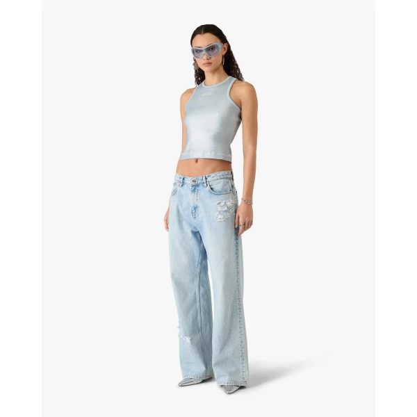 Casablanca Light Wash Graffiti Denim Jeans | Denim | Luxury Shoes 