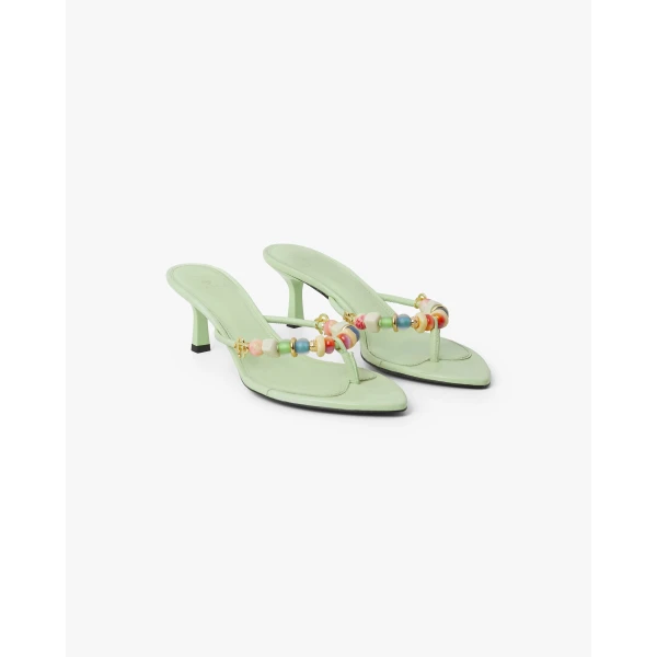Casablanca Mint Beaded Heeled Sandals | Sandals | Luxury Shoes 