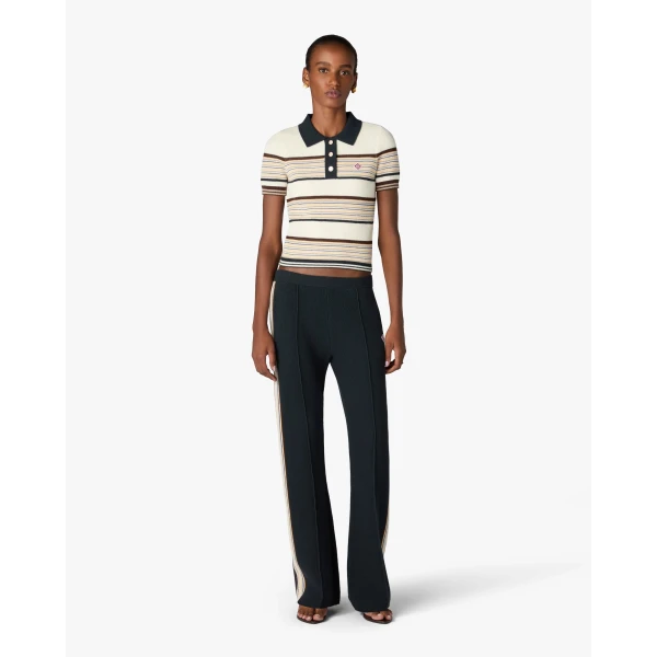 Casablanca Multicolour Café Culture Wool Stripe Short Sleeve Polo Shirt | Polo Shirt | Luxury Shoes 