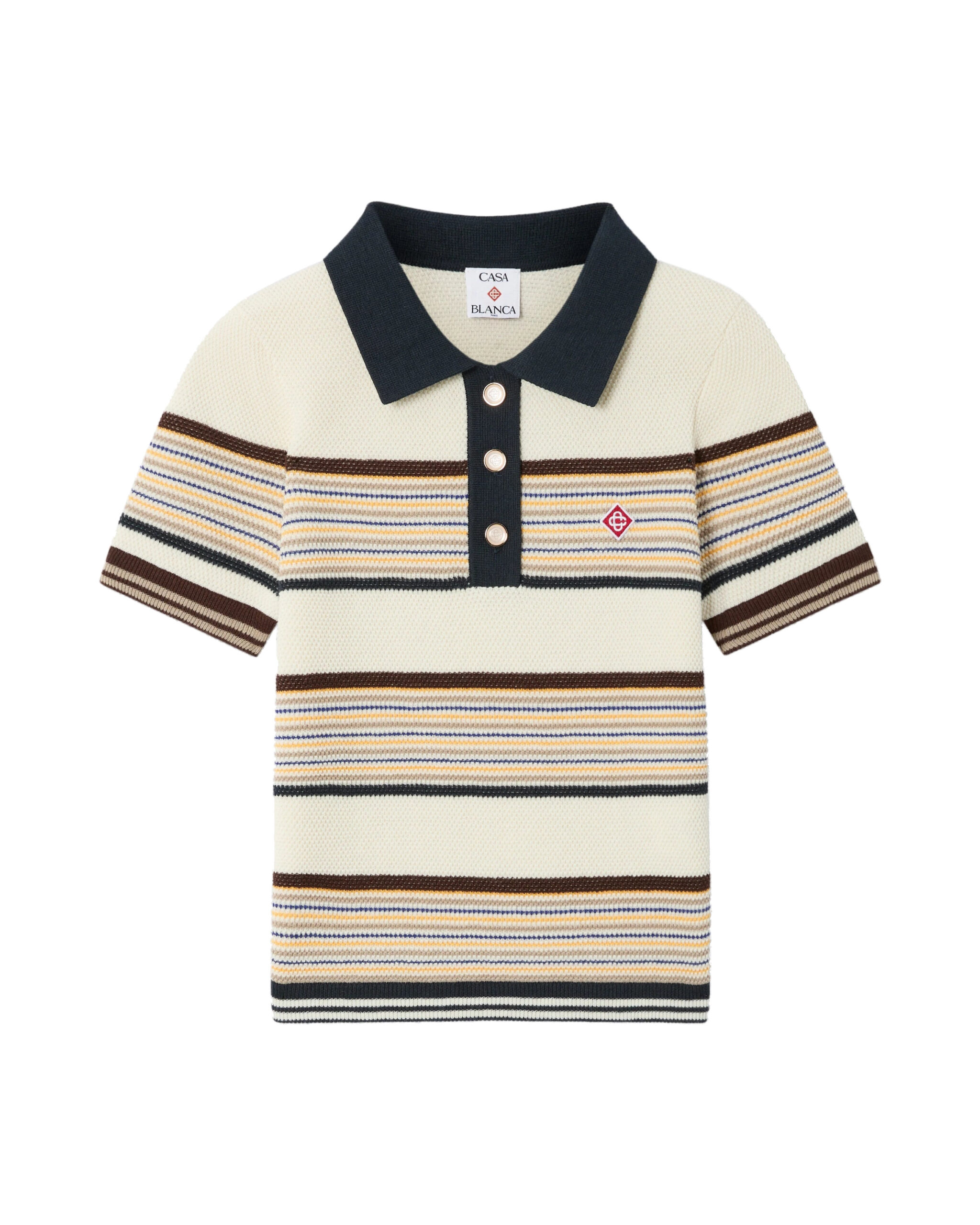 Casablanca Multicolour Café Culture Wool Stripe Short Sleeve Polo Shirt Casablanca Multicolour Café Culture Wool Stripe Short Sleeve Polo Shirt | Polo Shirt | Luxury Shoes