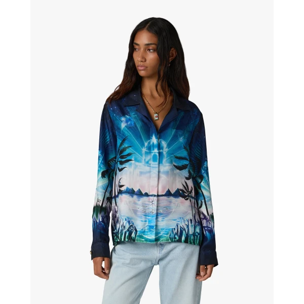 Casablanca Multicolour Crystal Alchemy Long Sleeve Silk Twill Shirt | Shirt | Luxury Shoes 
