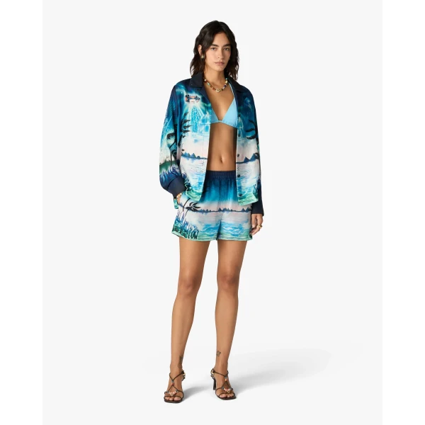 Casablanca Multicolour Crystal Alchemy Silk Twill Shorts | Shorts | Luxury Shoes 