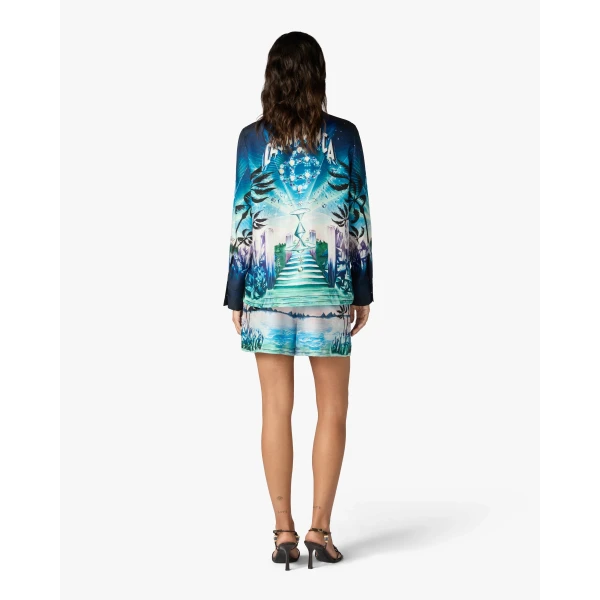 Casablanca Multicolour Crystal Alchemy Silk Twill Shorts | Shorts | Luxury Shoes 