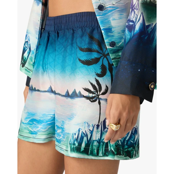 Casablanca Multicolour Crystal Alchemy Silk Twill Shorts | Shorts | Luxury Shoes 