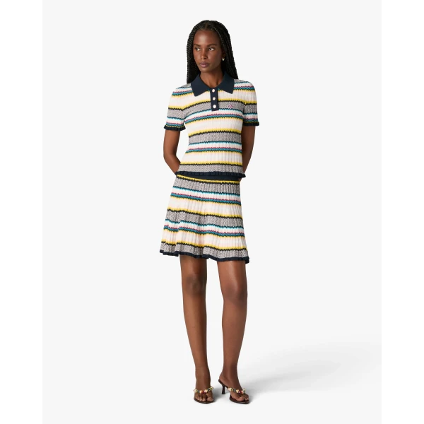 Casablanca Multicolour Knit Chevron Short Sleeve Polo Shirt | Polo Shirt | Luxury Shoes 