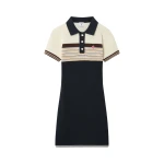 Casablanca Navy Café Culture Wool Stripe Polo Mini Dress | Mini Dresses | Luxury Shoes 