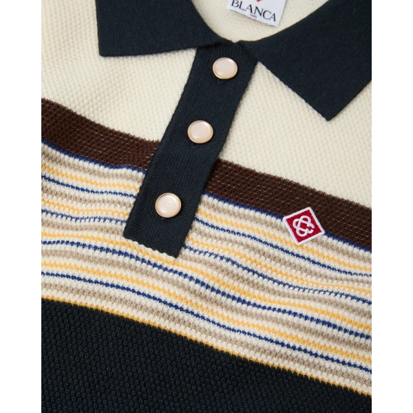 Casablanca Navy Café Culture Wool Stripe Polo Mini Dress | Mini Dresses | Luxury Shoes 