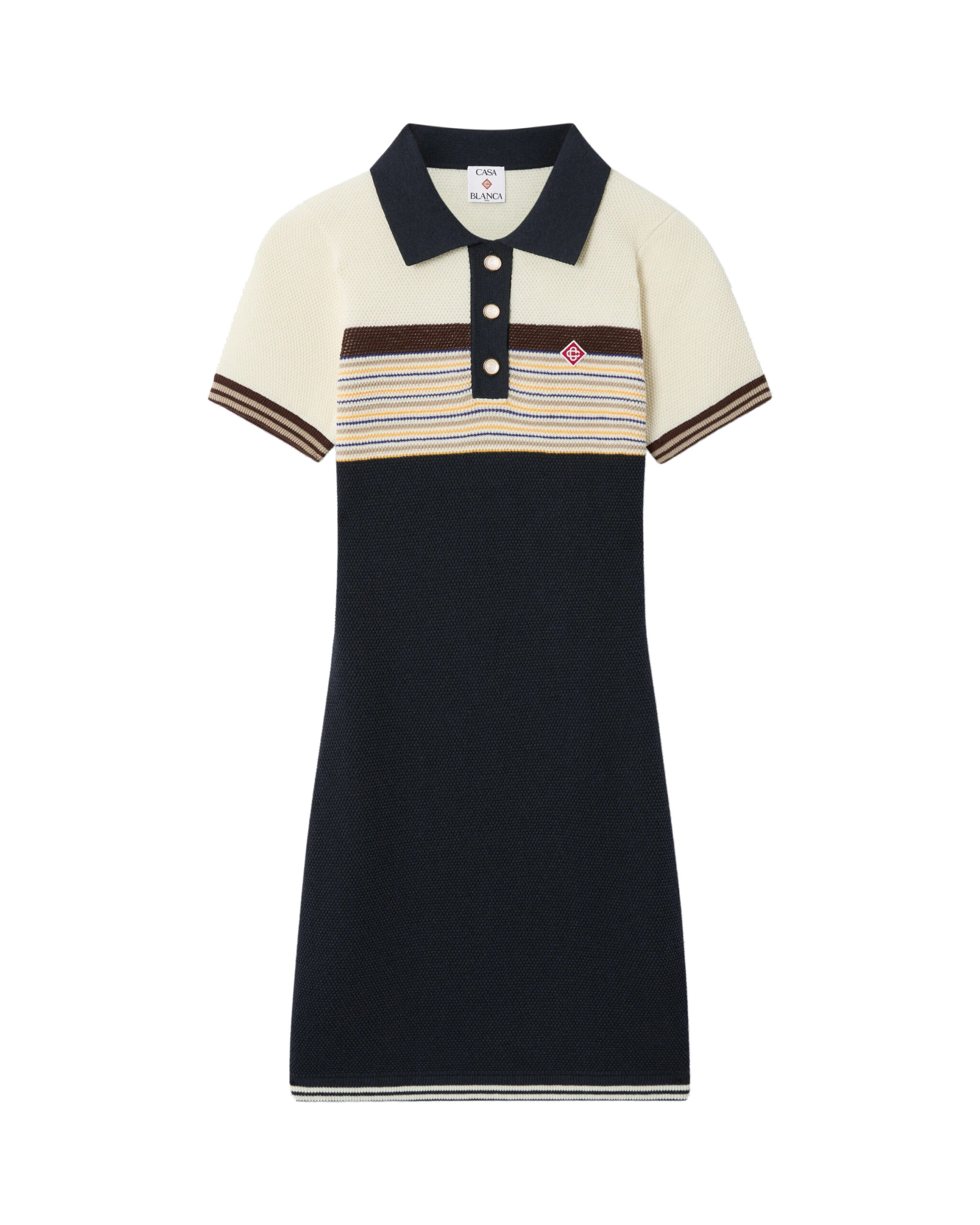 Casablanca Navy Café Culture Wool Stripe Polo Mini Dress Casablanca Navy Café Culture Wool Stripe Polo Mini Dress | Mini Dresses | Luxury Shoes