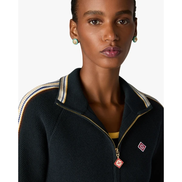 Casablanca Navy Café Culture Wool Track Jacket | Jackets | Luxury Shoes 