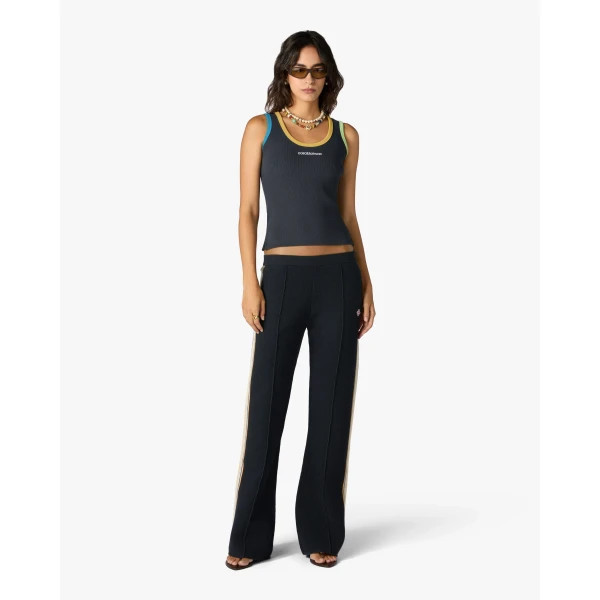 Casablanca Navy Colourblock Ribbed Tank Top | Tank Top | Luxury Shoes 