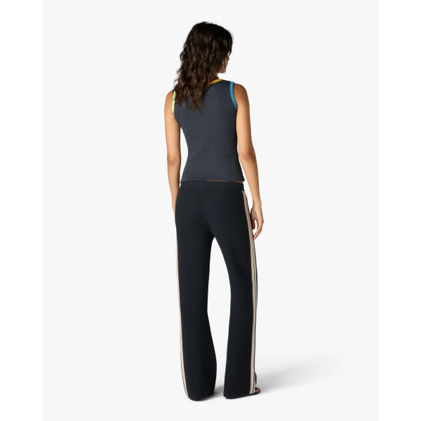 Casablanca Navy Colourblock Ribbed Tank Top | Tank Top | Luxury Shoes 