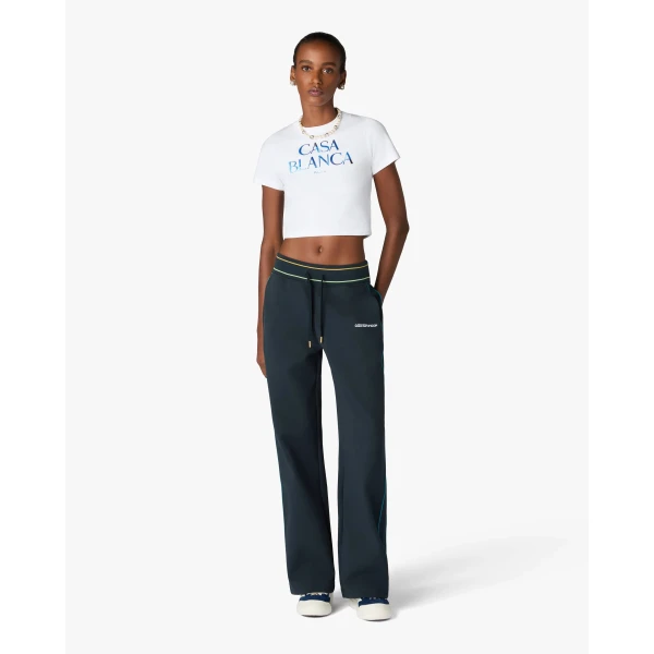 Casablanca Navy Low-Rise Punto Joggers with Contrast Piping | Sweatpants | Luxury Shoes 