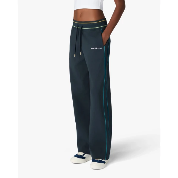 Casablanca Navy Low-Rise Punto Joggers with Contrast Piping | Sweatpants | Luxury Shoes 