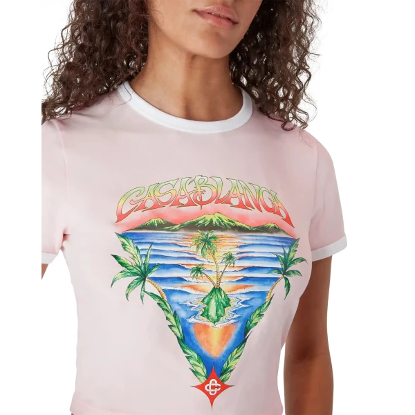 Casablanca Pink Innocence Triangle Cropped Baby Short Sleeve T-Shirt | T-Shirt | Luxury Shoes 