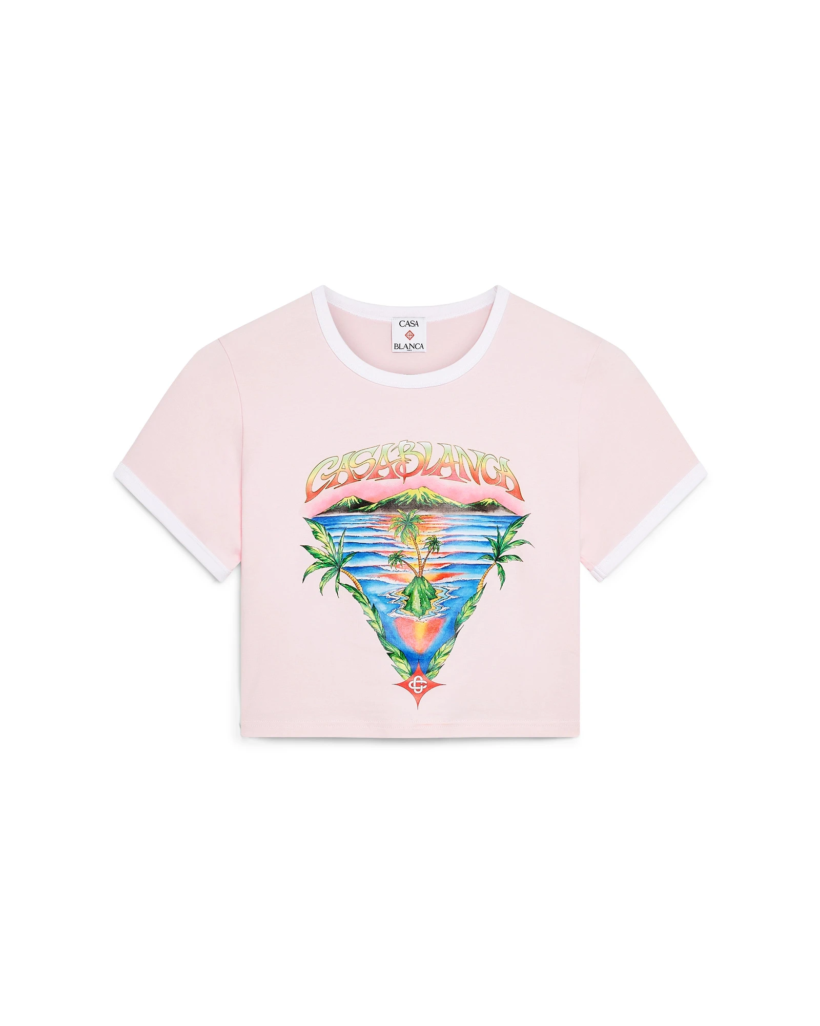 Casablanca Pink Innocence Triangle Cropped Baby Short Sleeve T-Shirt Casablanca Pink Innocence Triangle Cropped Baby Short Sleeve T-Shirt | T-Shirt | Luxury Shoes
