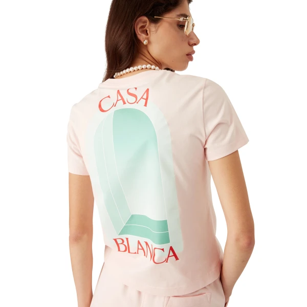 Casablanca Pink L'Arche Short Sleeve T-Shirt | T-Shirt | Luxury Shoes 