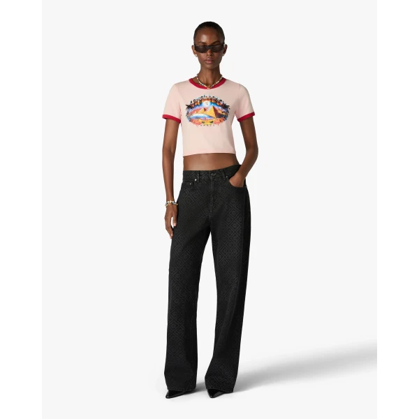 Casablanca Pink Pyramid Tourism Cropped Baby Short Sleeve T-Shirt | T-Shirt | Luxury Shoes 