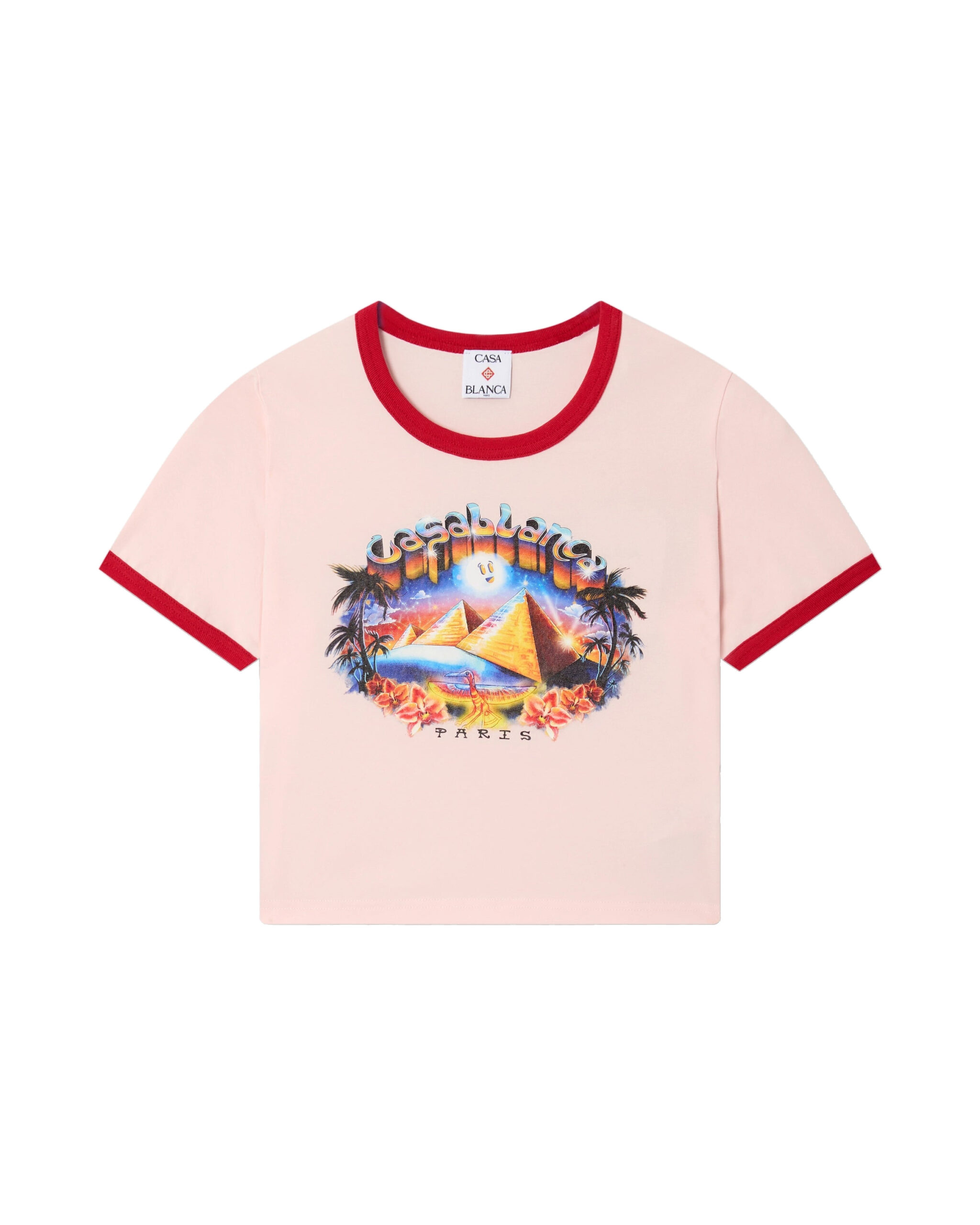 Casablanca Pink Pyramid Tourism Cropped Baby Short Sleeve T-Shirt Casablanca Pink Pyramid Tourism Cropped Baby Short Sleeve T-Shirt | T-Shirt | Luxury Shoes