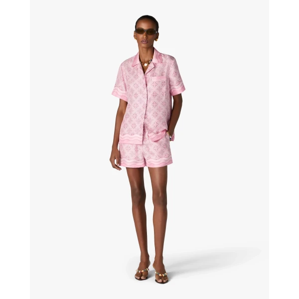 Casablanca Pink Radiating Monogram Silk Shirt | Shirt | Luxury Shoes 