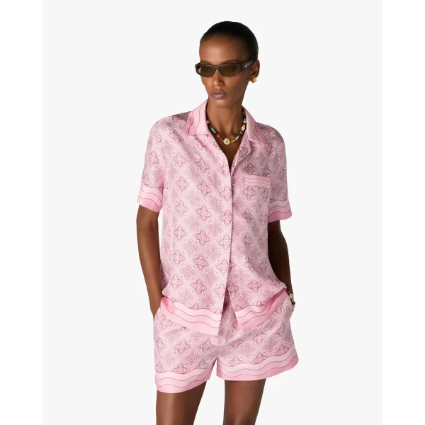 Casablanca Pink Radiating Monogram Silk Shirt | Shirt | Luxury Shoes 