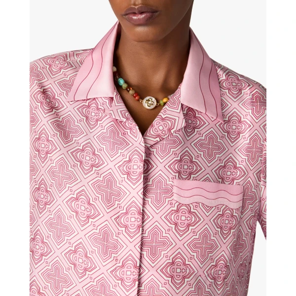 Casablanca Pink Radiating Monogram Silk Shirt | Shirt | Luxury Shoes 