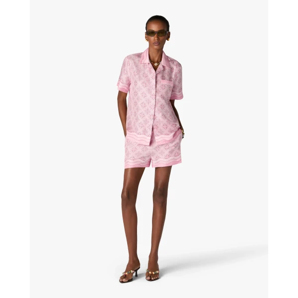 Casablanca Pink Radiating Monogram Silk Shorts | Shorts | Luxury Shoes 