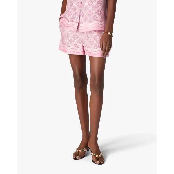 Casablanca Pink Radiating Monogram Silk Shorts | Shorts | Luxury Shoes 