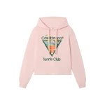 Casablanca Pink Tennis Club Icon Pyramid Abduction Cropped Hooded Sweatshirt | Hoodies | Luxury Shoes 