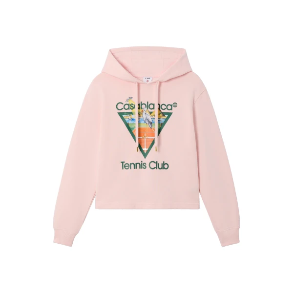 Pink Tennis Club Icon Pyramid Abduction Cropped Hooded Sweatshirt
