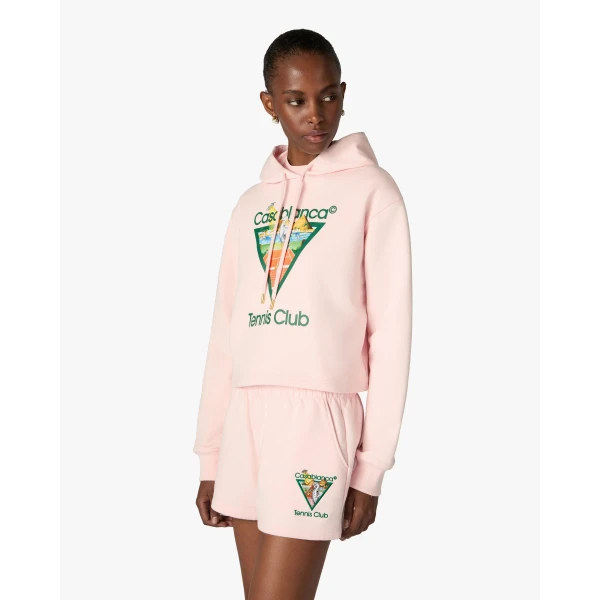 Casablanca Pink Tennis Club Icon Pyramid Abduction Embroidered Sweatshorts | Shorts | Luxury Shoes 